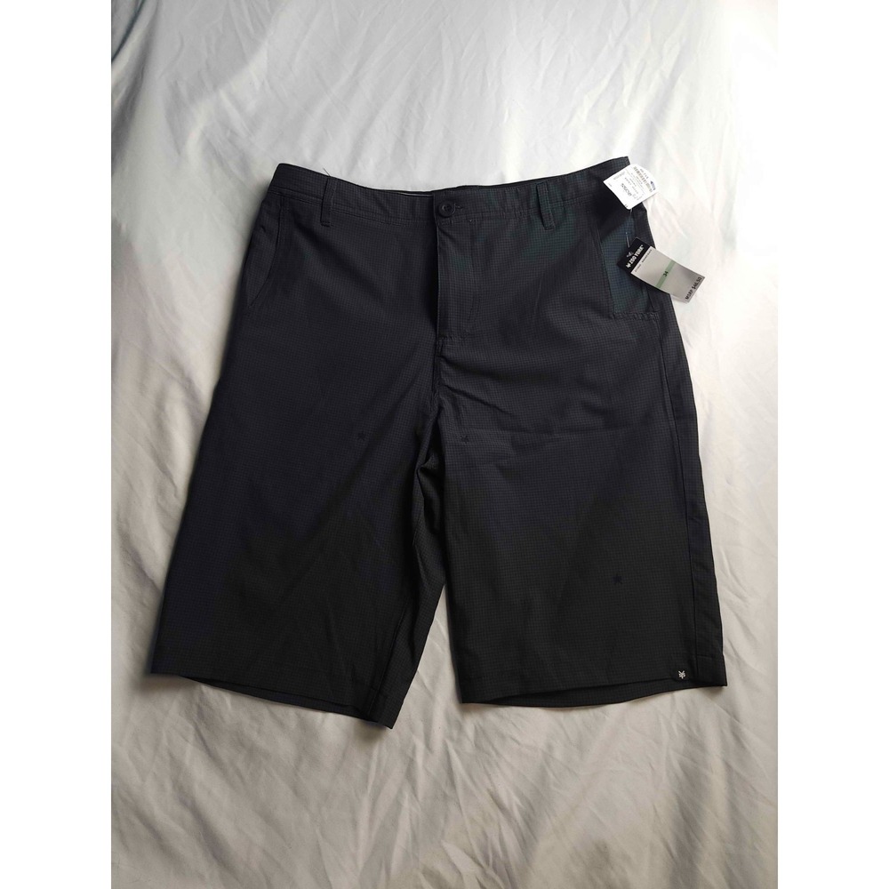 Zoo‎ York Cargo Shorts Mens 34 Black Grid Check Grunge Streetwear Gorpcore Y2K
